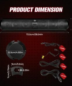 Kemimoto 6 Speaker UTV Bluetooth Sound Bar, 28 Inches Wide, IPX5 Waterproof, Bluetooth, Adapt To 1.56"-2.25" Roll Bar -SuperATV Sales Shop Bluetooth Sound Bar 5