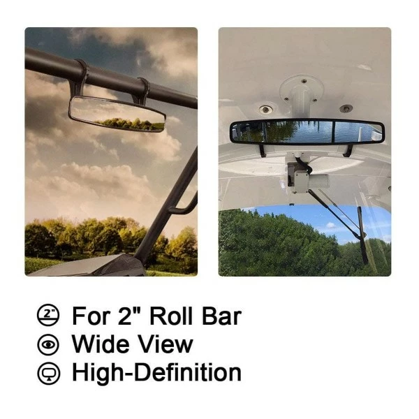 Kemimoto Universal Rear View Mirror With 2" Clamps - Image 3