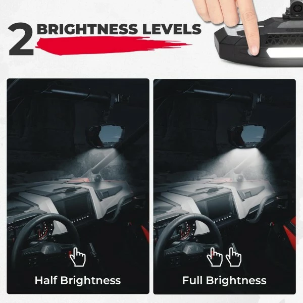 Kemimoto Universal Rearview Mirror W/ Interior Lights - Image 2