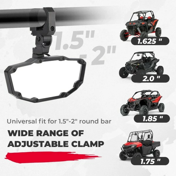 Kemimoto Universal Rearview Mirror W/ Interior Lights - Image 3