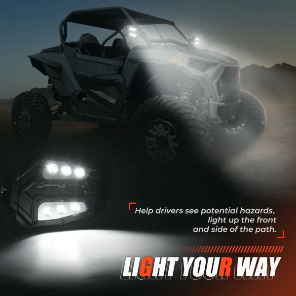 Kemimoto Universal Side Mirror With LED Spot Light For 1.75" - 2" Roll Cage - Image 2