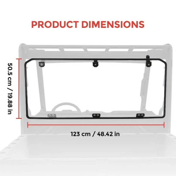 Kemimoto Polaris Ranger 500 / Crew 570 Midsize 570 Rear Windshield - Image 7