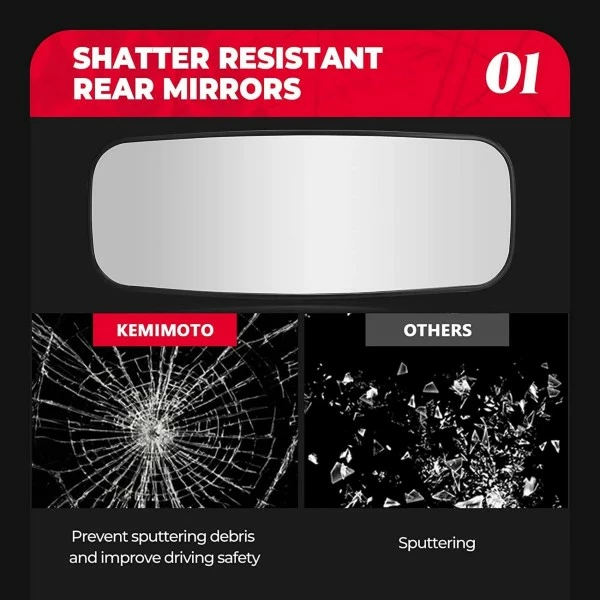 Kemimoto 1.75"-2" Roll Bar Rear View Mirror - Image 6