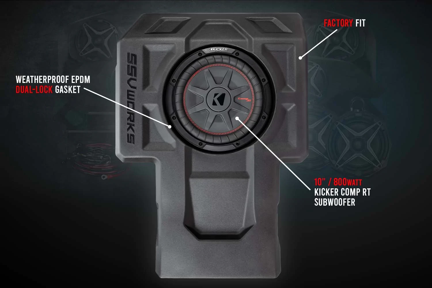SSV Works 10in Subwoofer Enclosure - 2020-2023 Kawasaki KRX1000 2-Seater 5 SSV Works 10in Subwoofer Enclosure - 2020-2023 Kawasaki KRX1000 2-Seater - Image 3