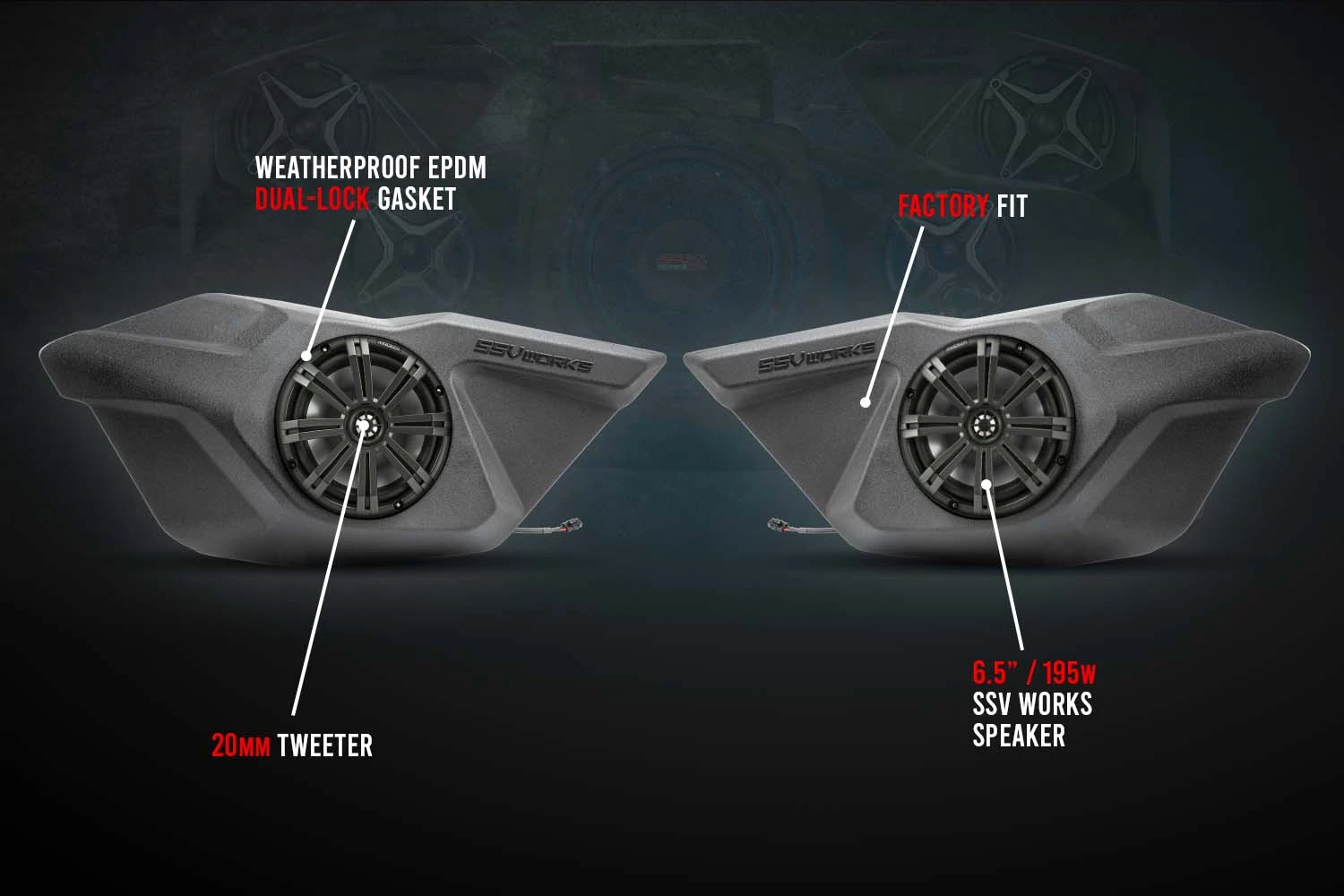SSV Works Front-Door 6.5in Speaker-Pods - 2020-2023 Polaris RZR Pro 5 SSV Works Front-Door 6.5in Speaker-Pods - 2020-2023 Polaris RZR Pro - Image 3