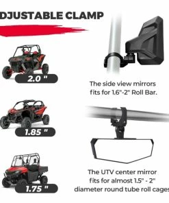 Alternative view of Kemimoto 1.6"-2" Roll Bar UTV Side Mirrors And Center Mirror