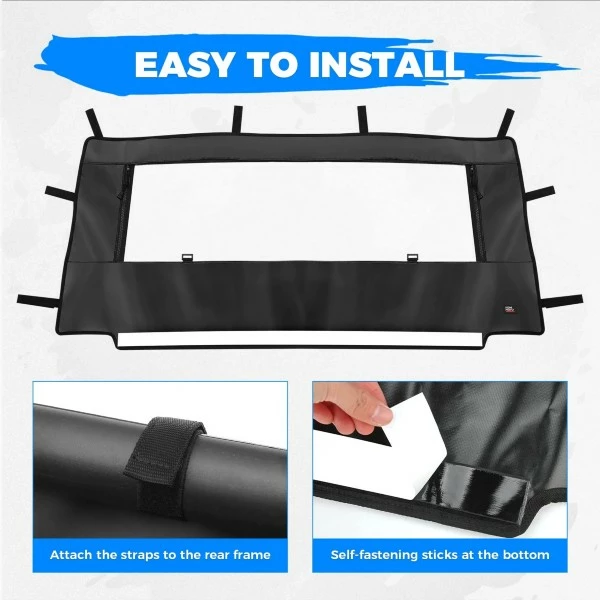 Kemimoto Polaris General 1000 XP PVC Soft Rear Windshield 6 Kemimoto Polaris General 1000 XP PVC Soft Rear Windshield - Image 4
