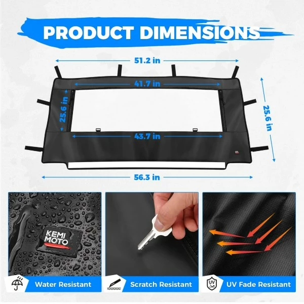 Kemimoto Polaris General 1000 XP PVC Soft Rear Windshield 7 Kemimoto Polaris General 1000 XP PVC Soft Rear Windshield - Image 5