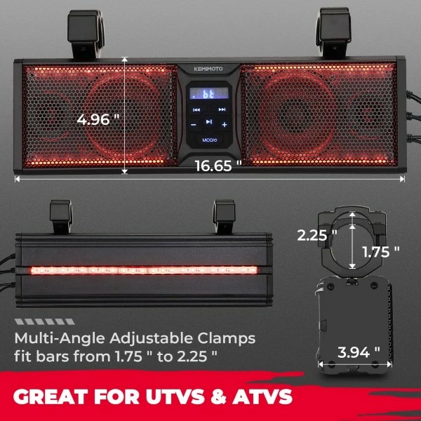 Kemimoto UTV 16 Inch Sound Bar, IP65 Waterproof/Dustproof Bluetooth Connectivity 8 Kemimoto UTV 16 Inch Sound Bar, IP65 Waterproof/Dustproof Bluetooth Connectivity - Image 6