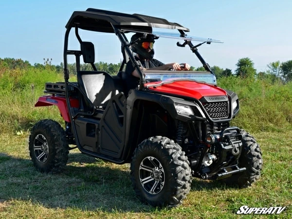 SuperATV Honda Pioneer 500 Scratch Resistant Flip Windshield 5 SuperATV Honda Pioneer 500 Scratch Resistant Flip Windshield - Image 3